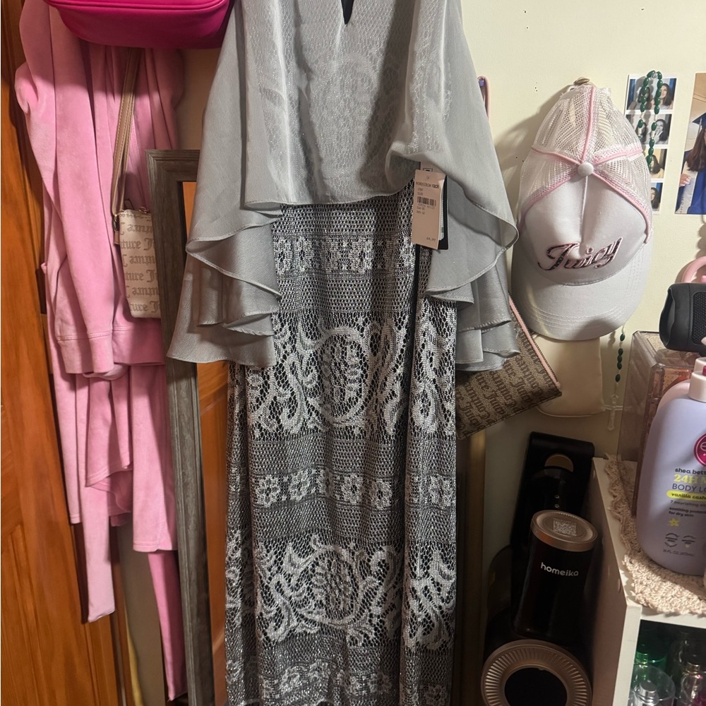 Nordstrom Gray Lace High-Low Dress